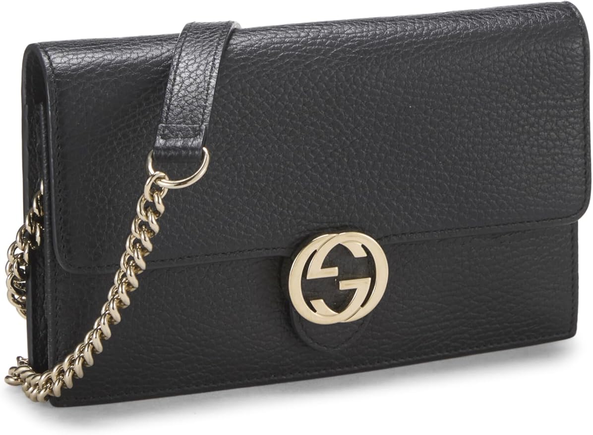 GUCCI CALFSKIN LEATHER INTERLOCKING G WALLET ON A CHAIN