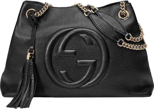 GUCCI GRAINED LEATHER LARGE SOHO CHAIN BAG