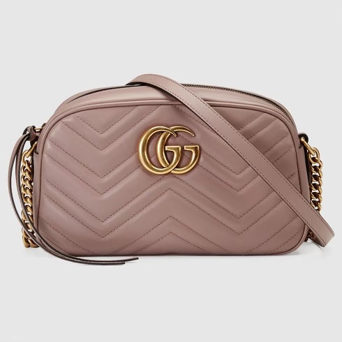 GUCCI CALFSKIN LEATHER SMALL GG MARMONT SHOULDER BAG