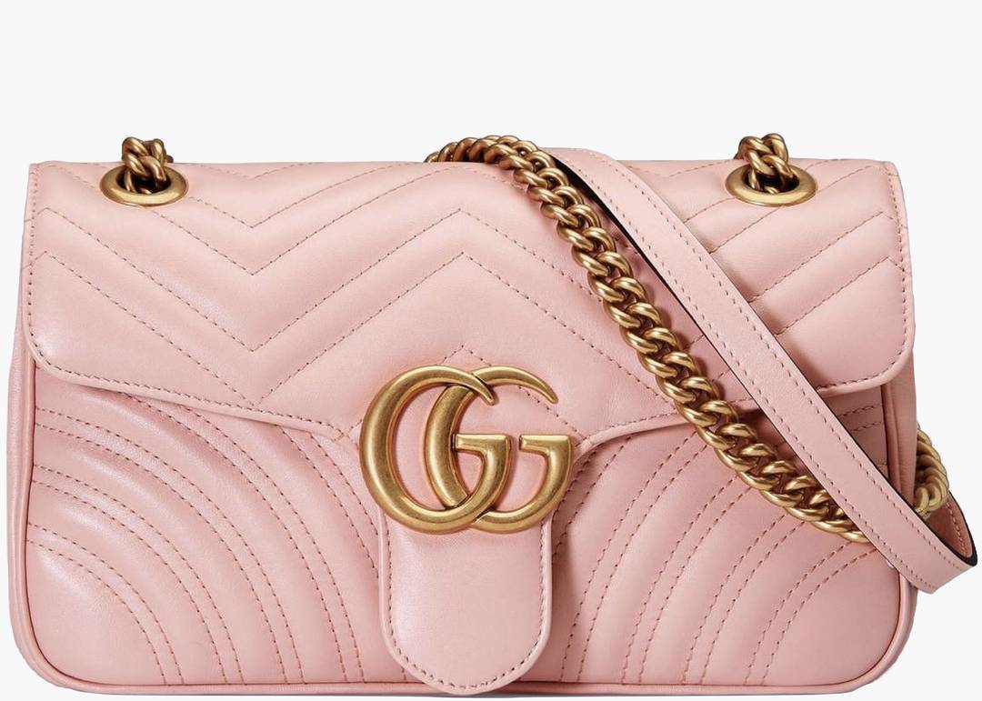 GUCCI CALFSKIN LEATHER MATELASSE MINI GG MARMONT SHOULDER BAG