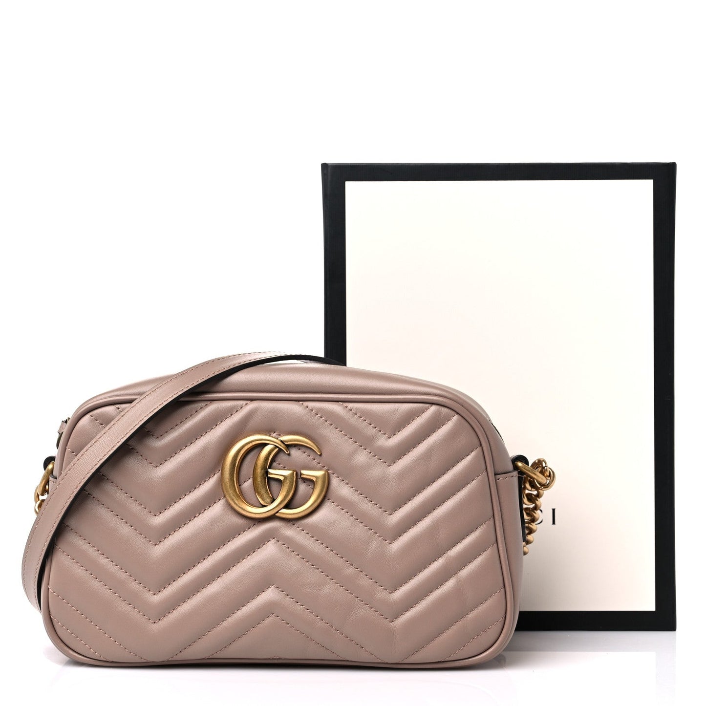 GUCCI GG MARMONT MATELASSE CALFSKIN SMALL CHAIN SHOULDER BAG