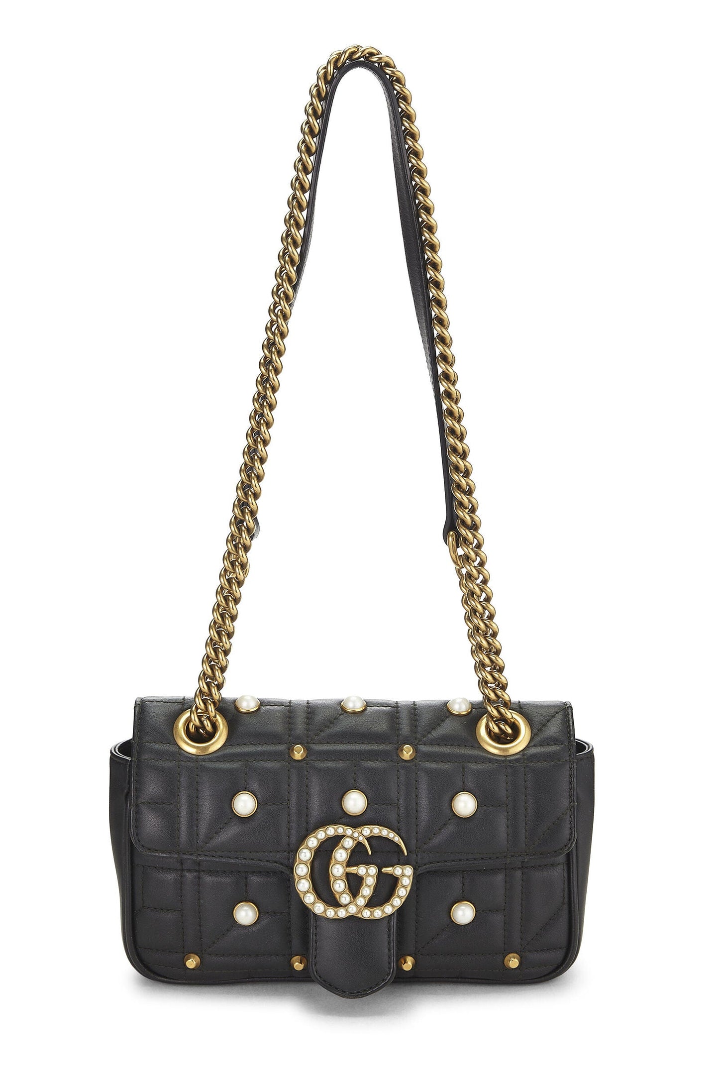GUCCI GG MARMONT MATELASSE FAUX PEARL STUDDED MINI BAG