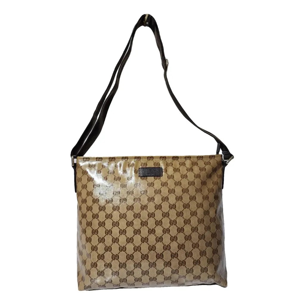 GUCCI CRYSTAL MONOGRAM LARGE FLAT MESSENGER BAG