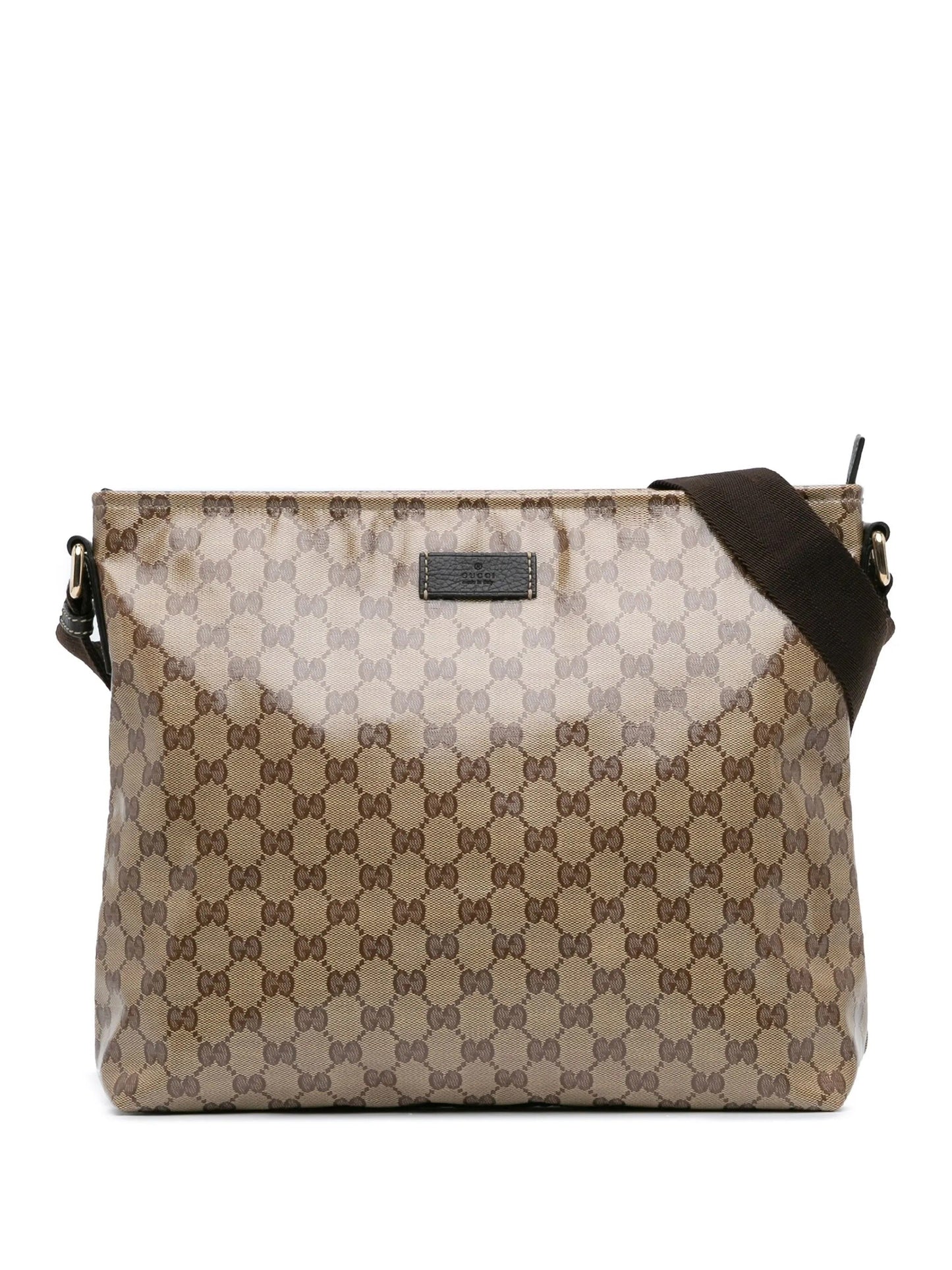 GUCCI CRYSTAL MONOGRAM LARGE FLAT MESSENGER BAG