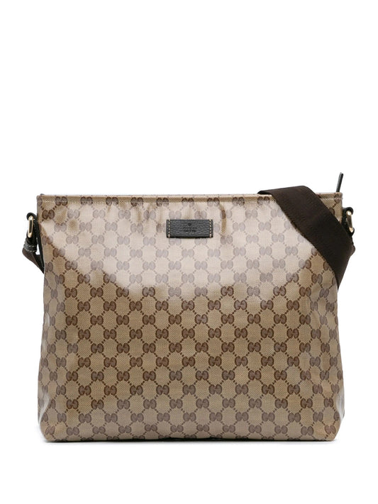GUCCI CRYSTAL MONOGRAM LARGE FLAT MESSENGER BAG