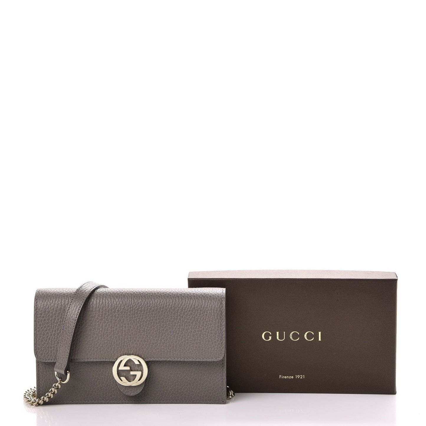 GUCCI DOLLAR CALFSKIN INTERLOCKING GG WALLET ON CHAIN