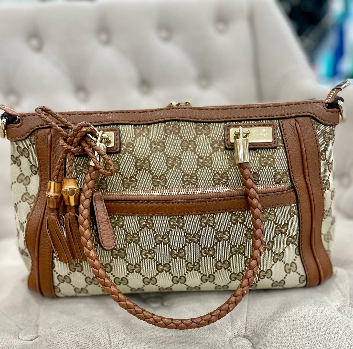 GUCCI GG MONOGRAM SMALL BELLA TOTE BAG