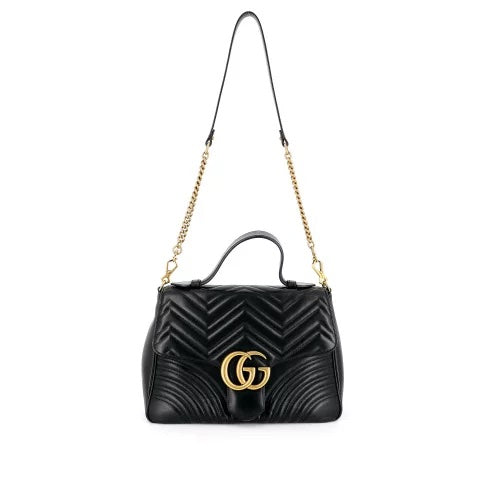 GUCCI GG MARMONT CALFSKIN LEATHER SMALL TOP HANDLE BAG