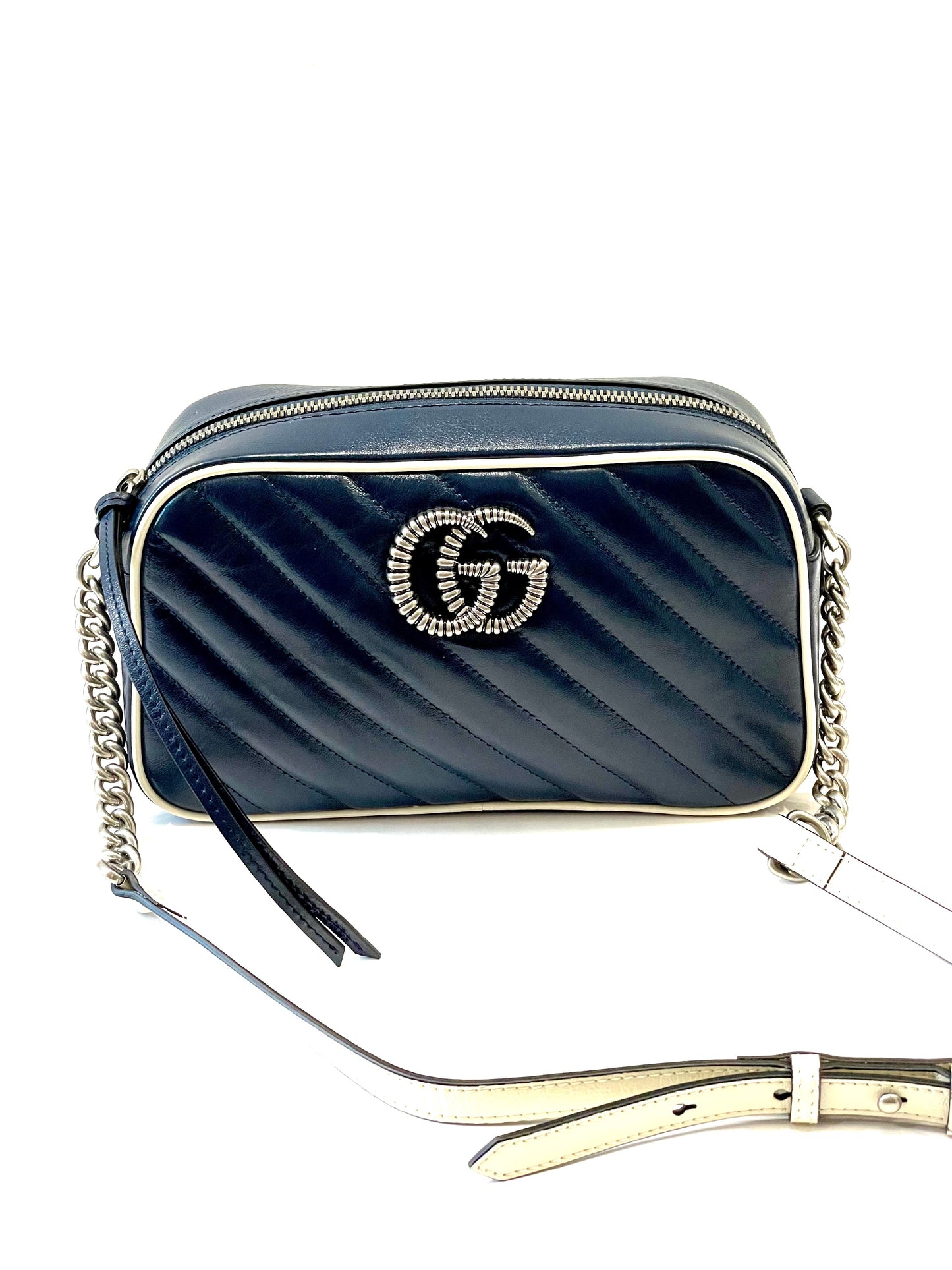 GUCCI GG MARMONT CALFSKIN LEATHER SMALL TORCHON SHOULDER BAG