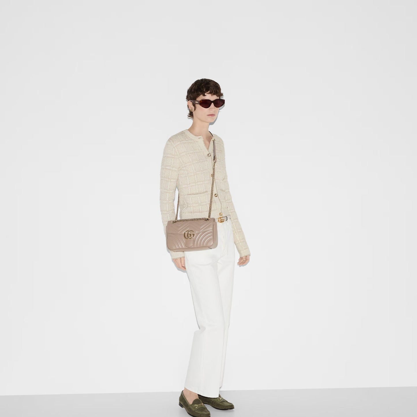 GUCCI GG MARMONT CALFSKIN LEATHER MEDIUM SHOULDER BAG