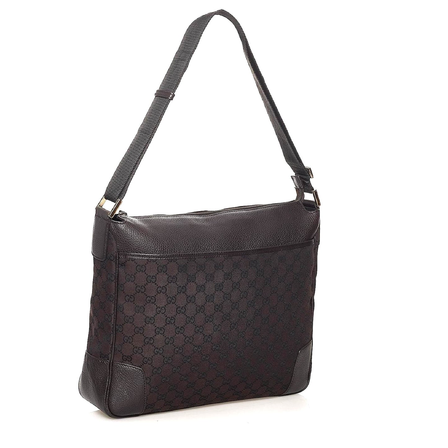 GUCCI GG MONOGRAM CANVAS LEATHER MESSENGER BAG