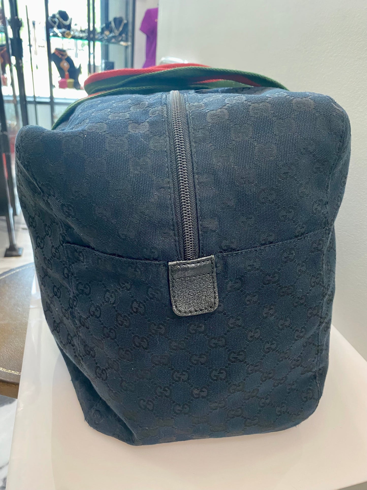 GUCCI GG MONOGRAM WEB COLLAPSIBLE CARRY-ON DUFFLE BAG