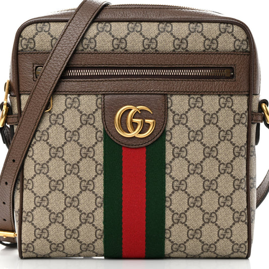 GUCCI GG SUPREME MONOGRAM WEB OPHIDIA MESSENGER BAG