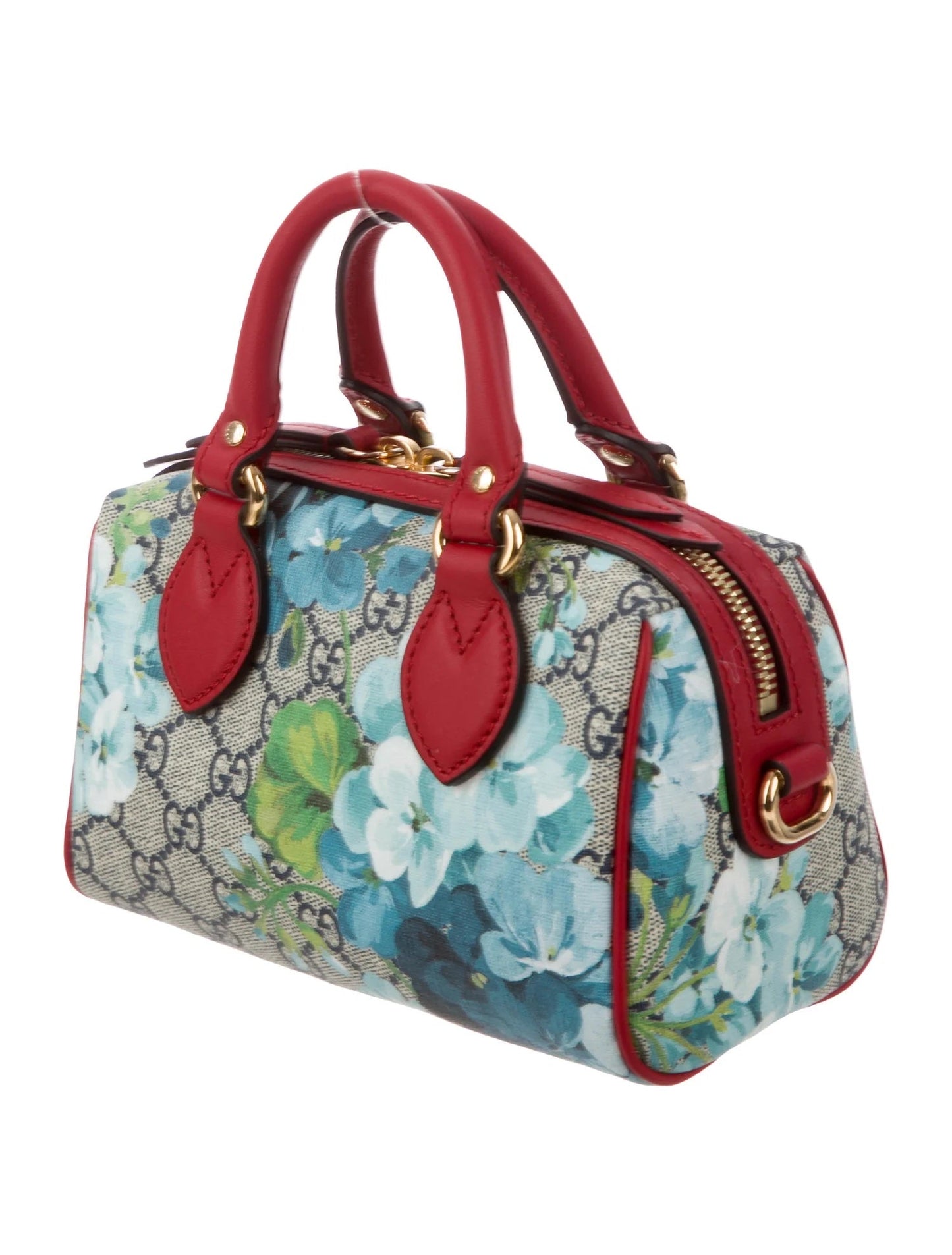 GUCCI GG SUPREME MONOGRAM BLOOMS MINI BOSTON BAG