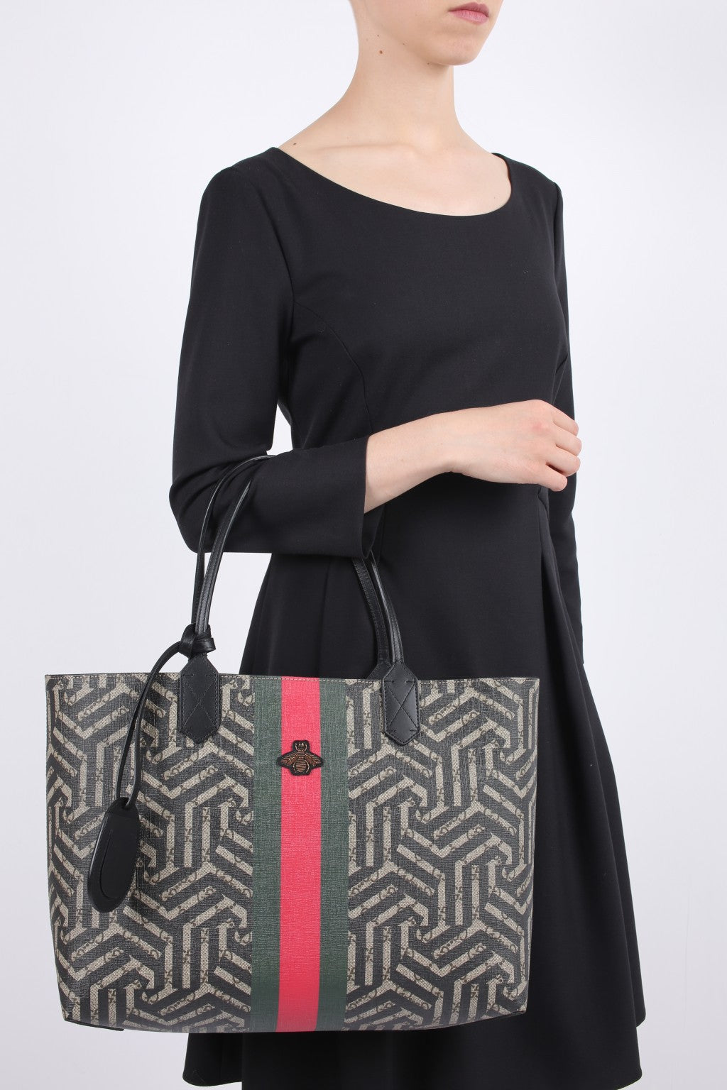 GUCCI GG SUPREME MONOGRAM CALEIDO WEB TOTE BAG