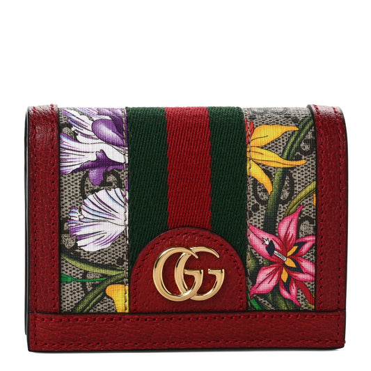 GUCCI GG SUPREME MONOGRAM FLORA WEB OPHIDIA CARD CASE