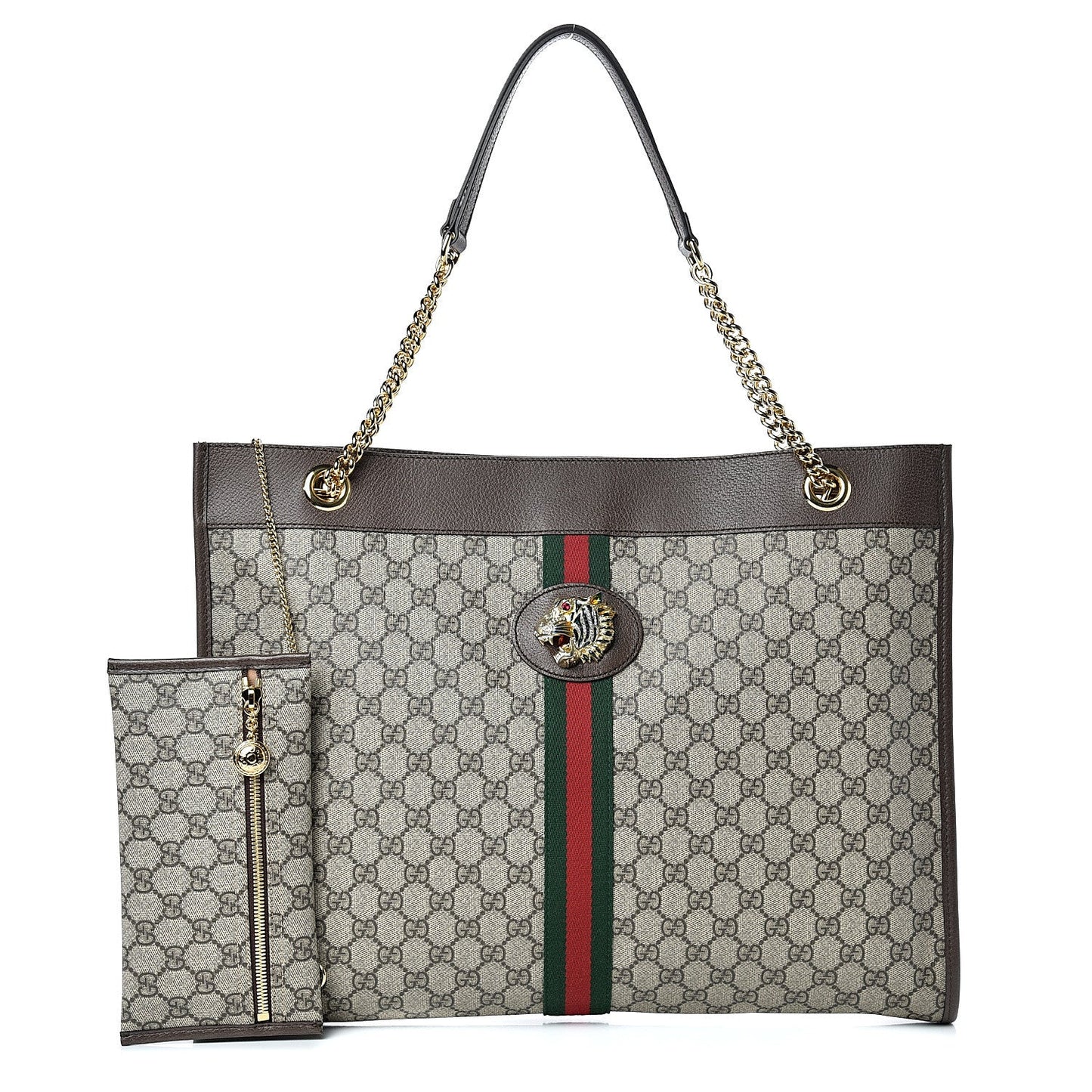 GUCCI GG SUPREME MONOGRAM LARGE RAJHA TOTE BAG