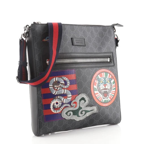 GUCCI GG SUPREME MONOGRAM NIGHT COURRIER APPLIQUE MESSENGER BAG