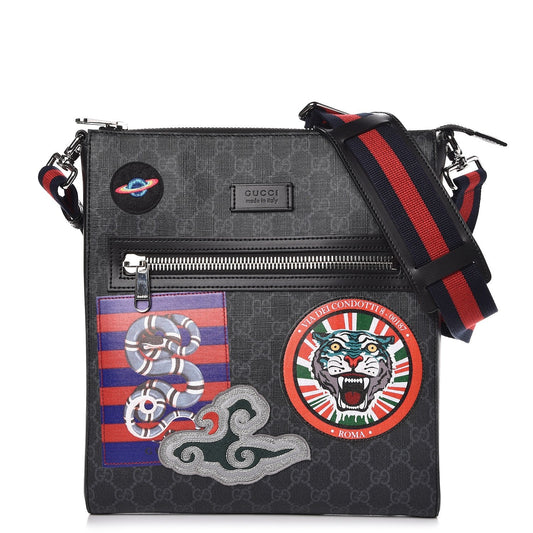 GUCCI GG SUPREME MONOGRAM NIGHT COURRIER APPLIQUE MESSENGER BAG