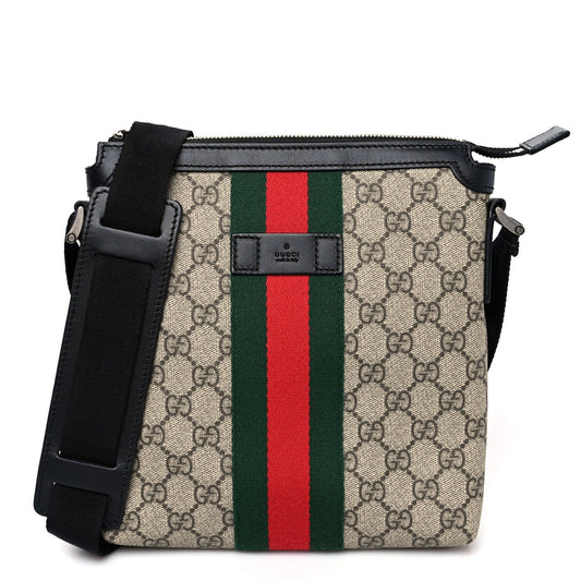 GUCCI GG SUPREME MONOGRAM WEB MESSENGER BAG