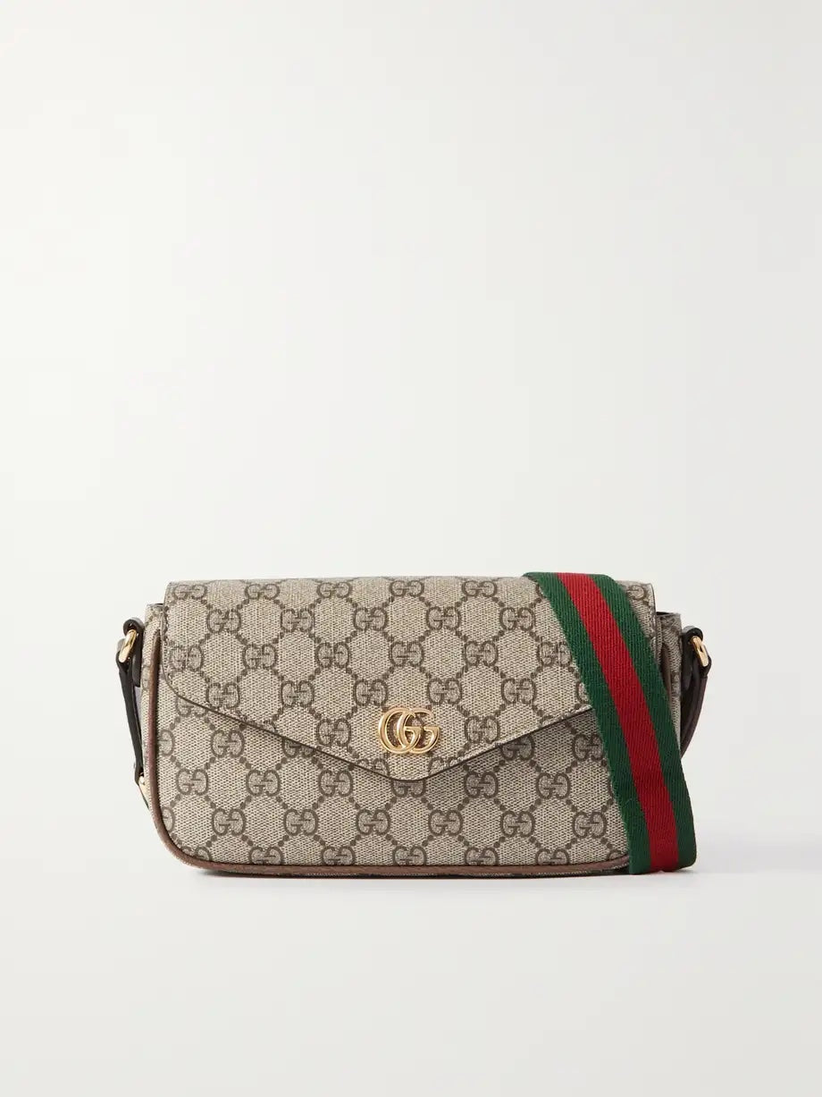 GUCCI GG SUPREME OPHIDIA MINI ENVELOPE SHOULDER BAG