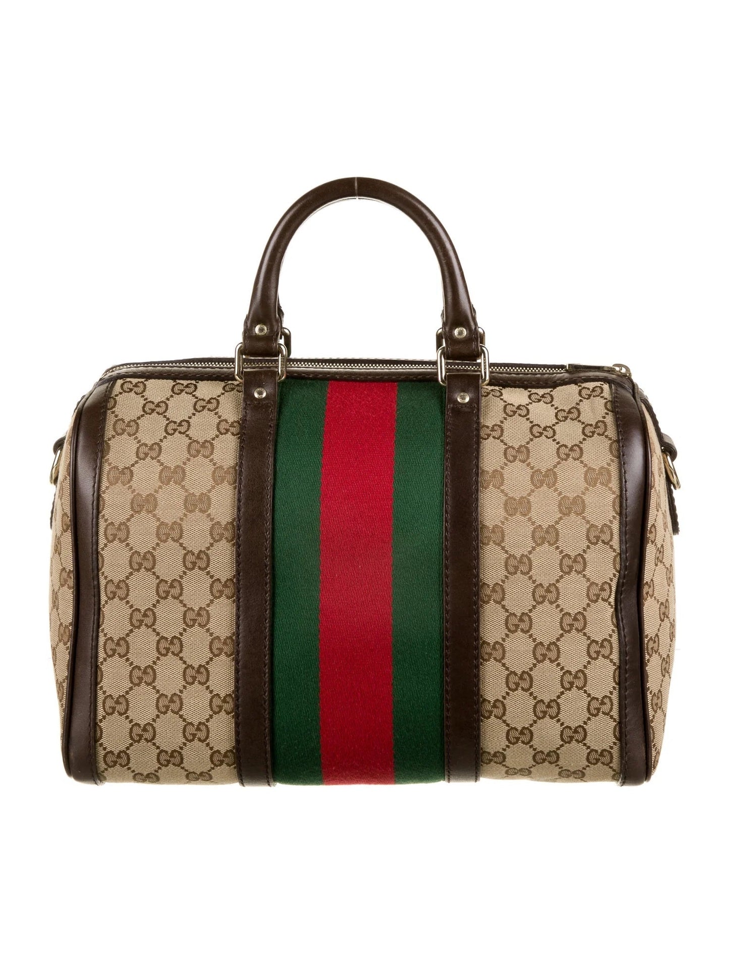 GUCCI ORIGINAL GG VINTAGE WEB BOSTON BAG