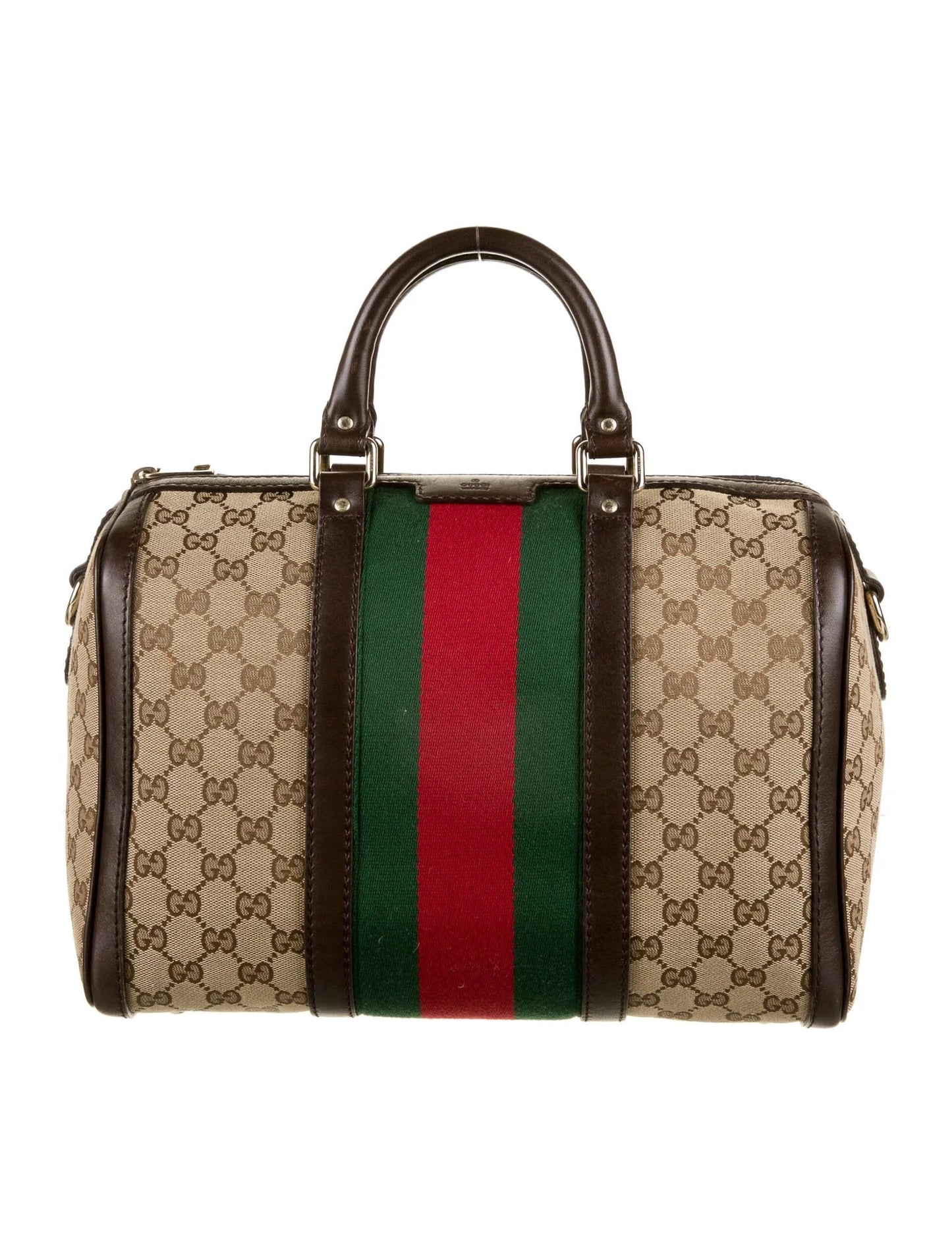 GUCCI ORIGINAL GG VINTAGE WEB BOSTON BAG
