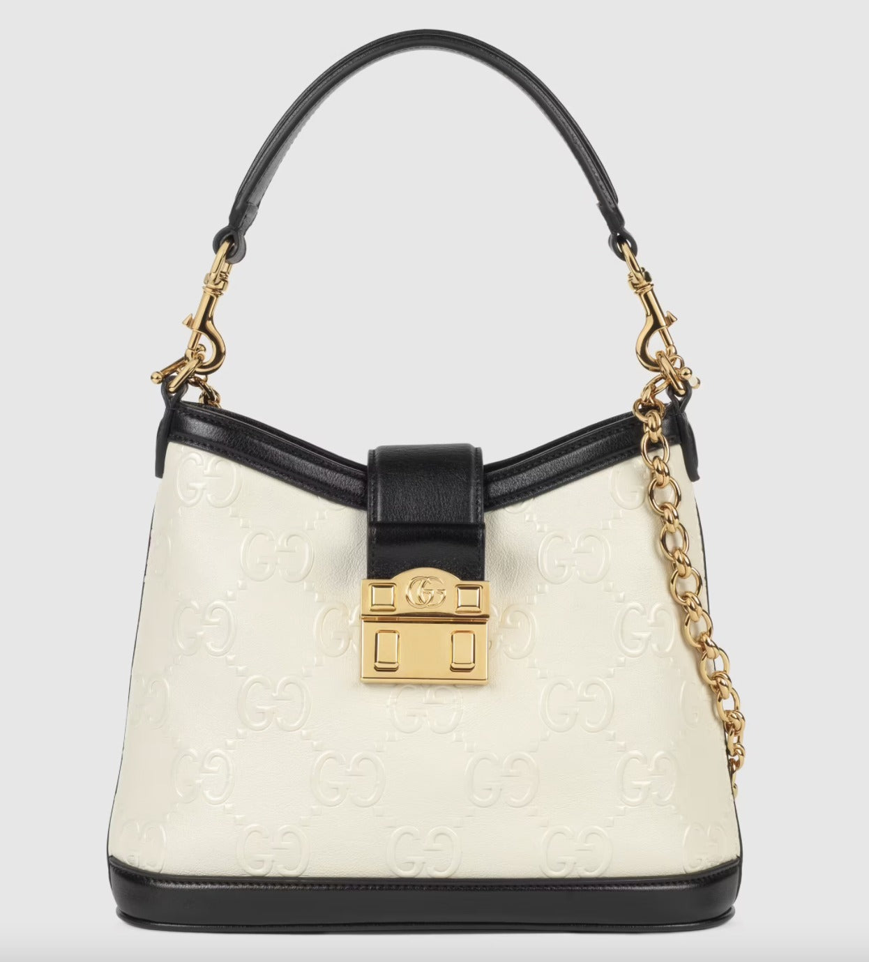GUCCI GG EMBOSSED LEATHER SHOULDER BAG