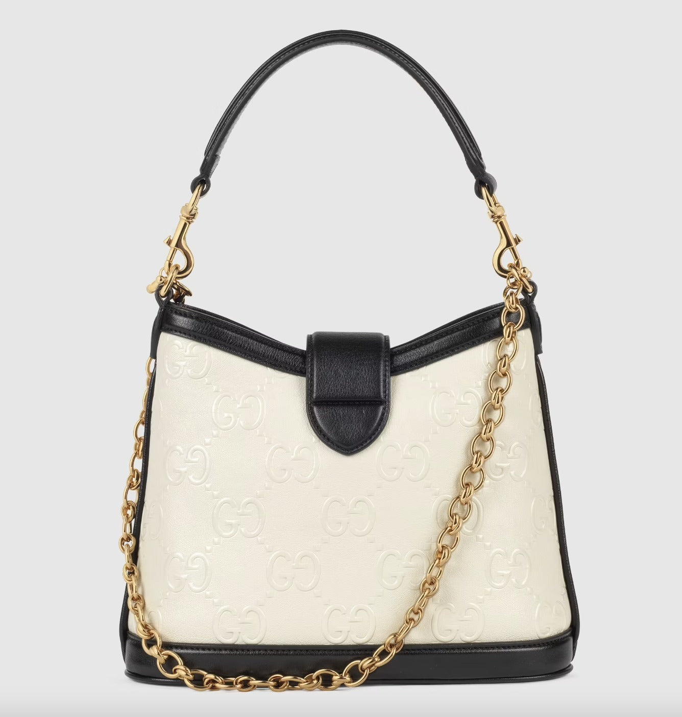 GUCCI GG EMBOSSED LEATHER SHOULDER BAG