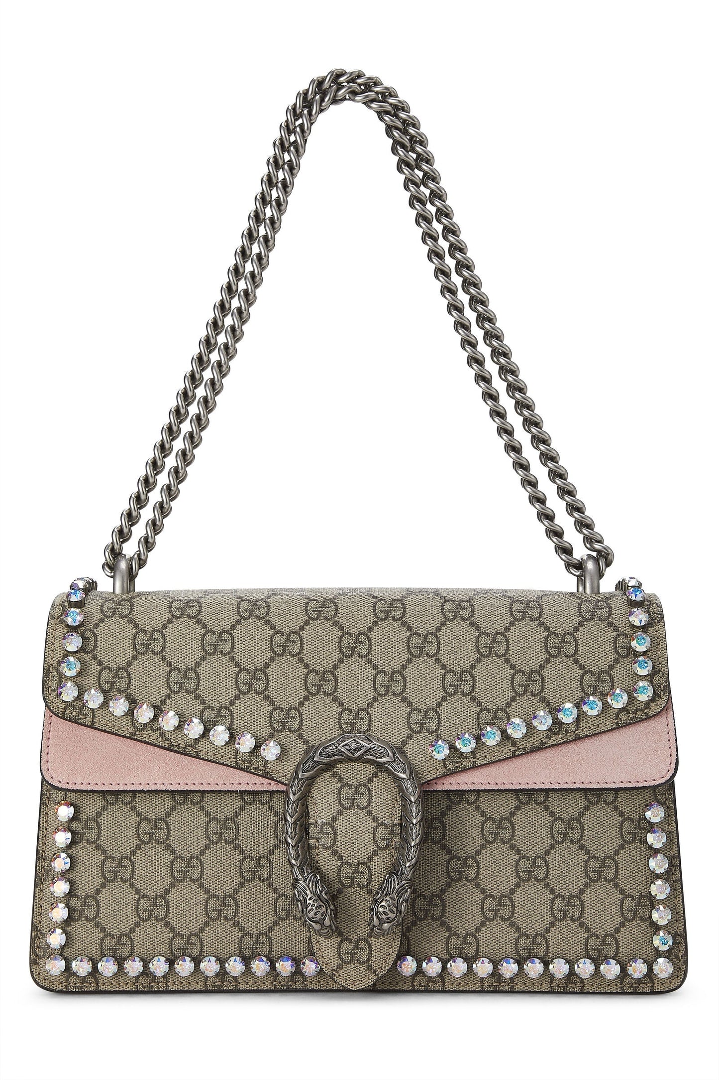 GUCCI GG SUPREME MONOGRAM DIONYSUS SUEDE CRYSTAL MEDIUM SHOULDER BAG