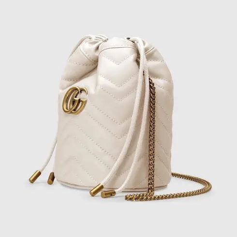 GUCCI GG MARMONT MINI QUILTED LEATHER BUCKET BAG