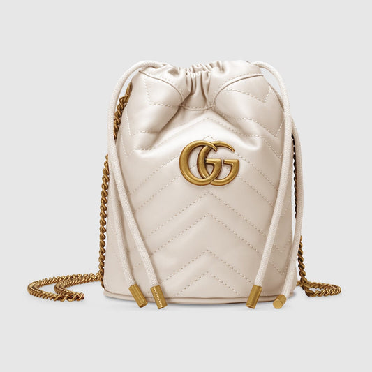GUCCI GG MARMONT MINI QUILTED LEATHER BUCKET BAG