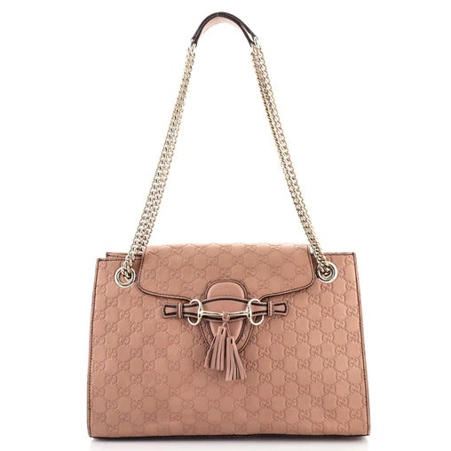 GUCCI GUCCISSIMA EMILY LARGE LEATHER CHAIN BAG