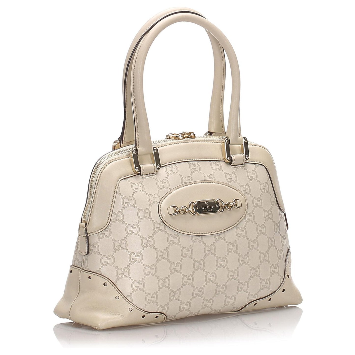 GUCCI GUCCISSIMA HORSEBIT LOGO PLAQUE CALFSKIN SHOULDER BAG