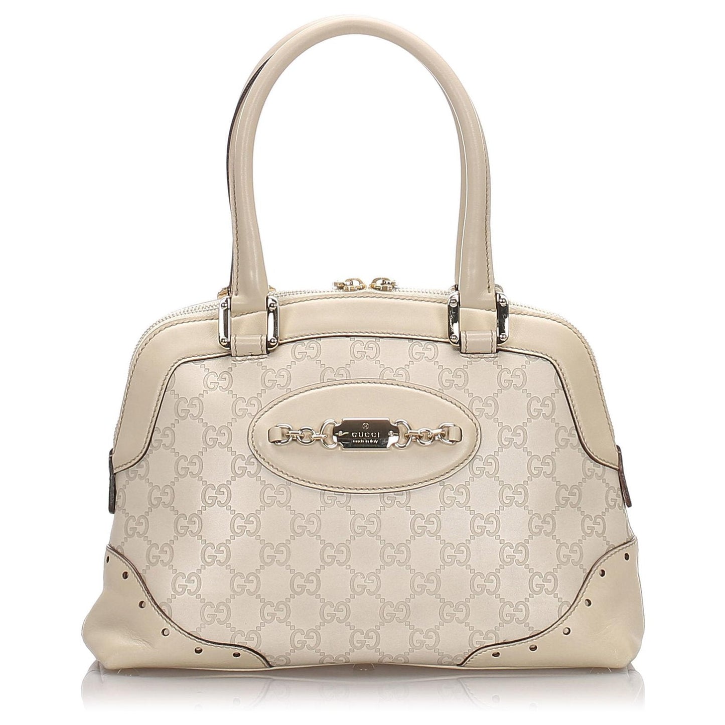 GUCCI GUCCISSIMA HORSEBIT LOGO PLAQUE CALFSKIN SHOULDER BAG