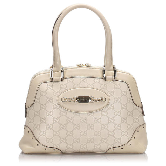 GUCCI GUCCISSIMA HORSEBIT LOGO PLAQUE CALFSKIN SHOULDER BAG