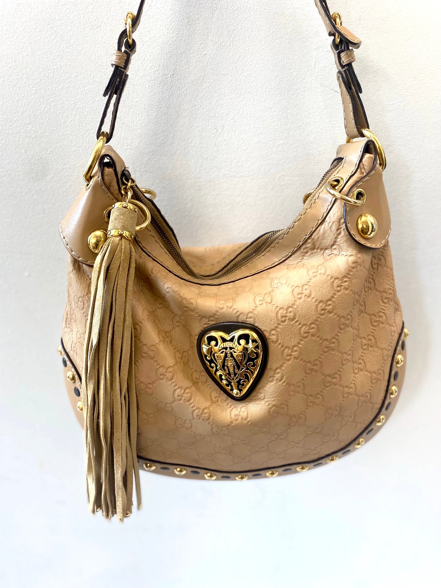 GUCCI GUCCISSIMA LEATHER BABOUSKA HEART HOBO BAG