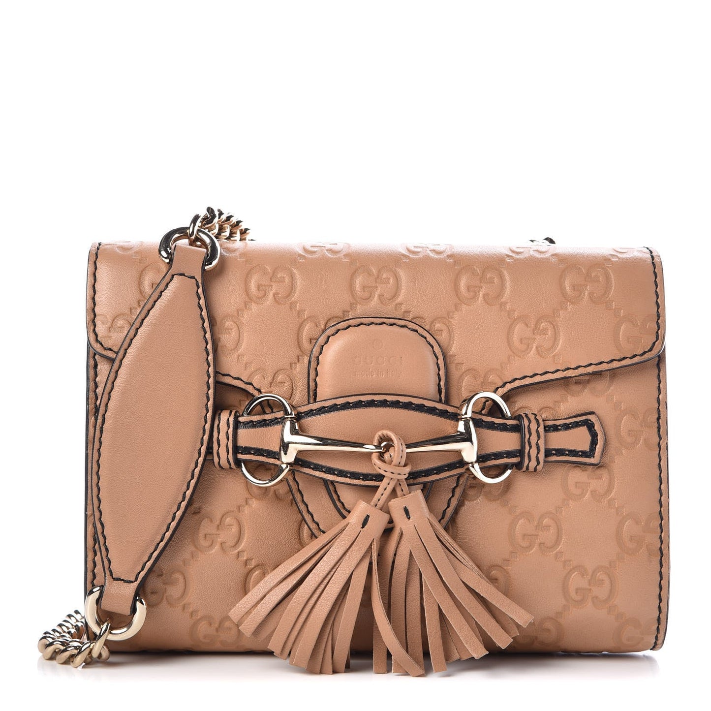 GUCCI GUCCISSIMA LEATHER MINI EMILY CHAIN CROSSBODY BAG