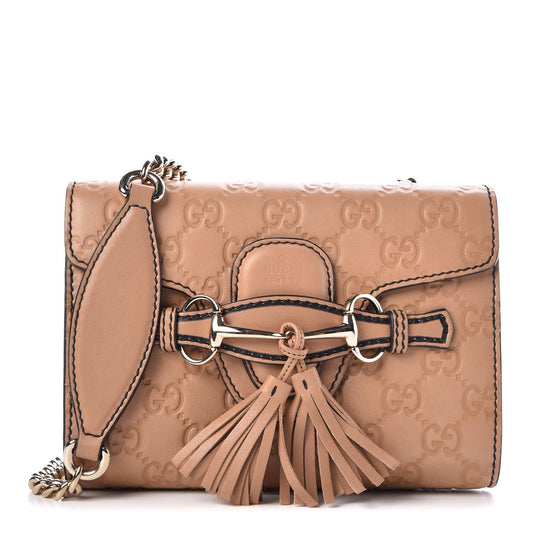 GUCCI GUCCISSIMA LEATHER MINI EMILY CHAIN CROSSBODY BAG