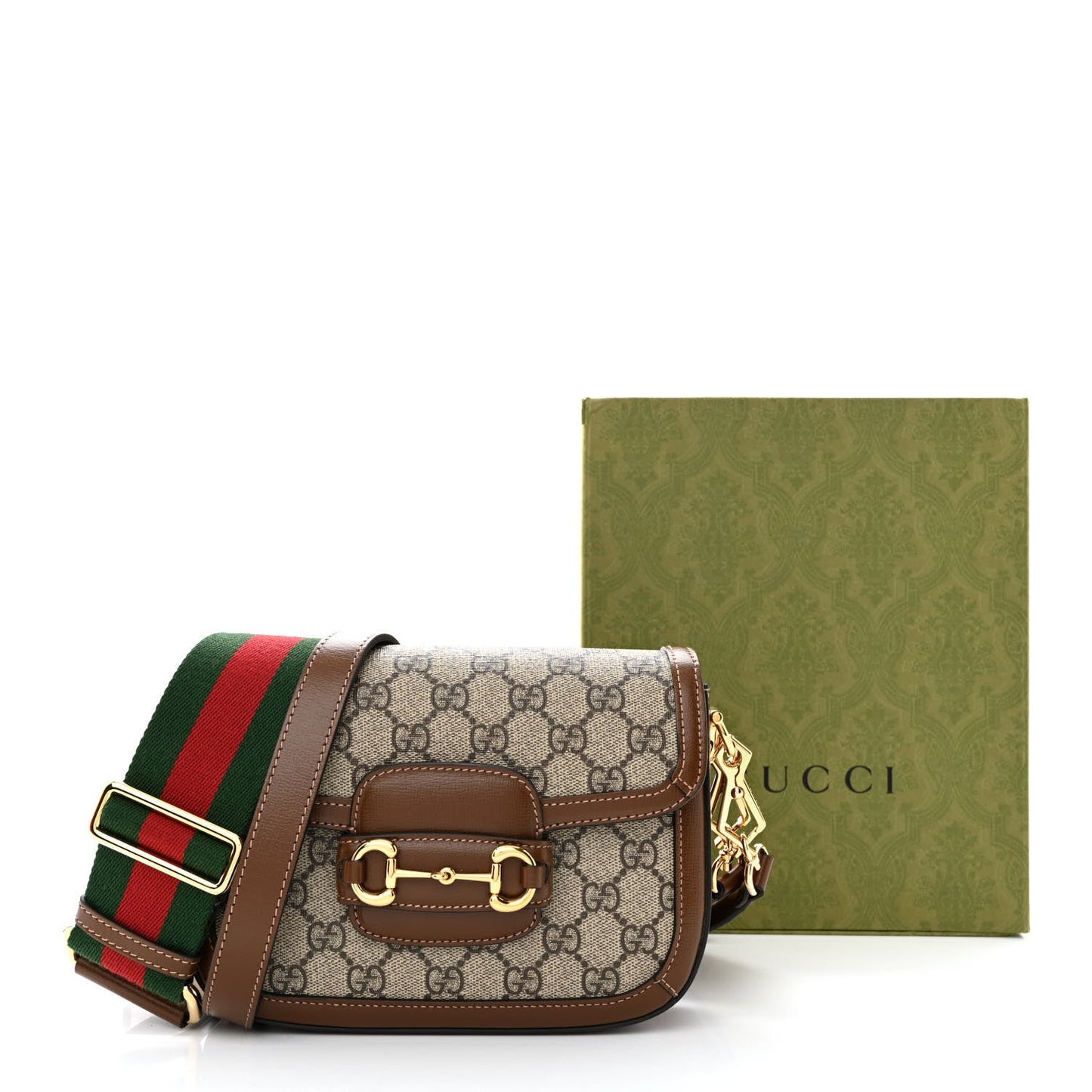 GUCCI GG SUPREME MONOGRAM WEB MINI HORSEBIT 1955 CROSSBODY BAG
