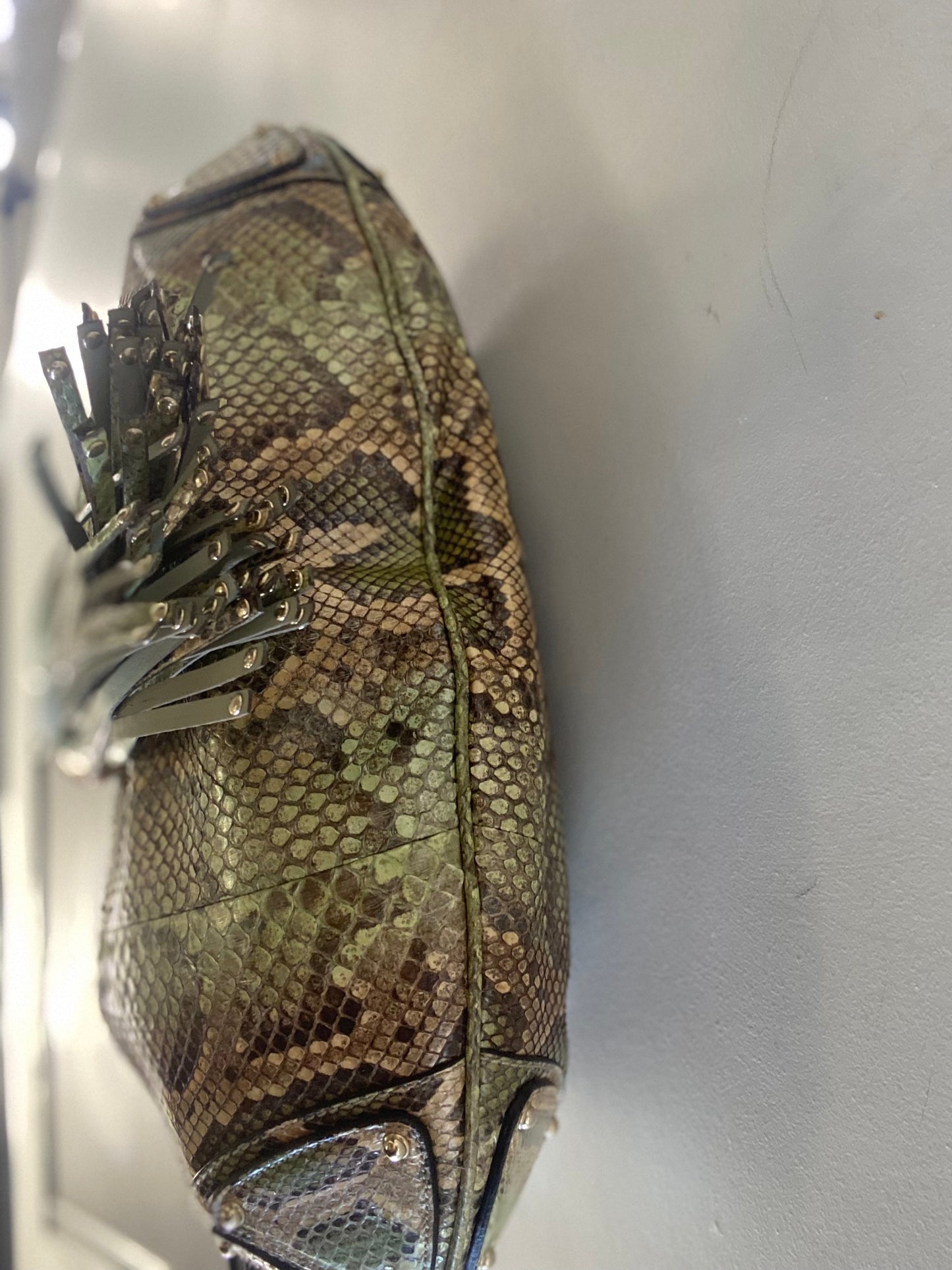 GUCCI BABOUSKA INDY GREEN PYTHON HANDBAG