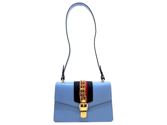 GUCCI LEATHER WEB MEDIUM SYLVIE SHOULDER BAG