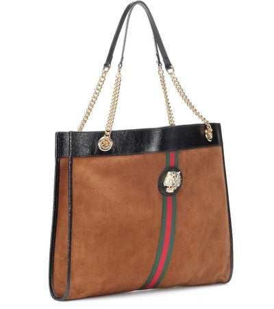 GUCCI LINEA RAJAH LARGE SUEDE TOTE BAG