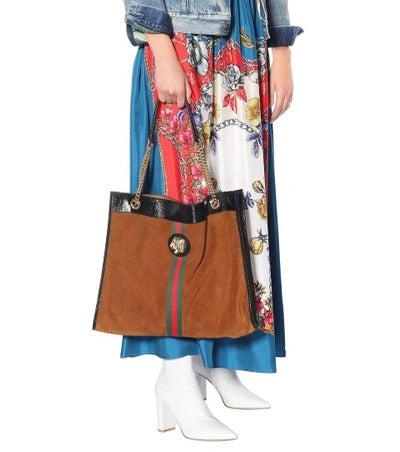 GUCCI LINEA RAJAH LARGE SUEDE TOTE BAG