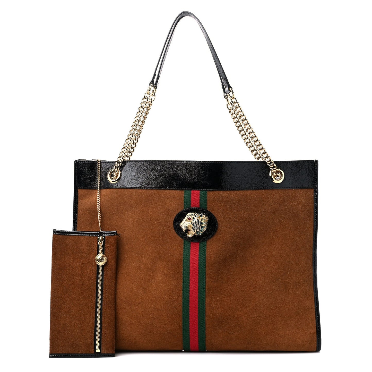 GUCCI LINEA RAJAH LARGE SUEDE TOTE BAG