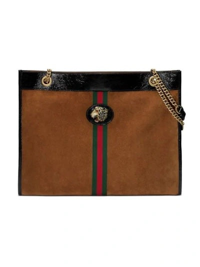 GUCCI LINEA RAJAH LARGE SUEDE TOTE BAG