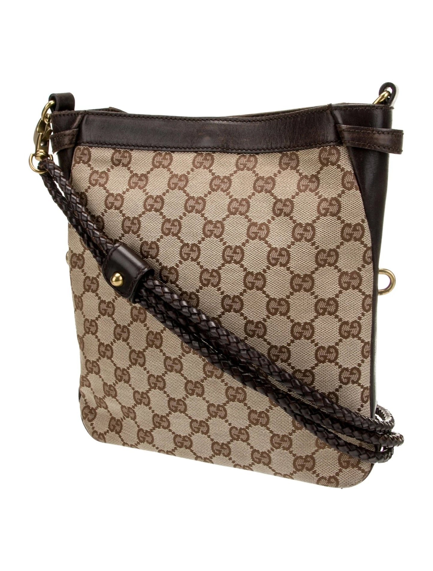 GUCCI GG MONOGRAM BRAIDED STRAP VINTAGE MESSENGER BAG