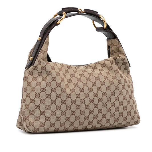 GUCCI GG MONOGRAM HORSEBIT CHAIN MEDIUM HOBO BAG
