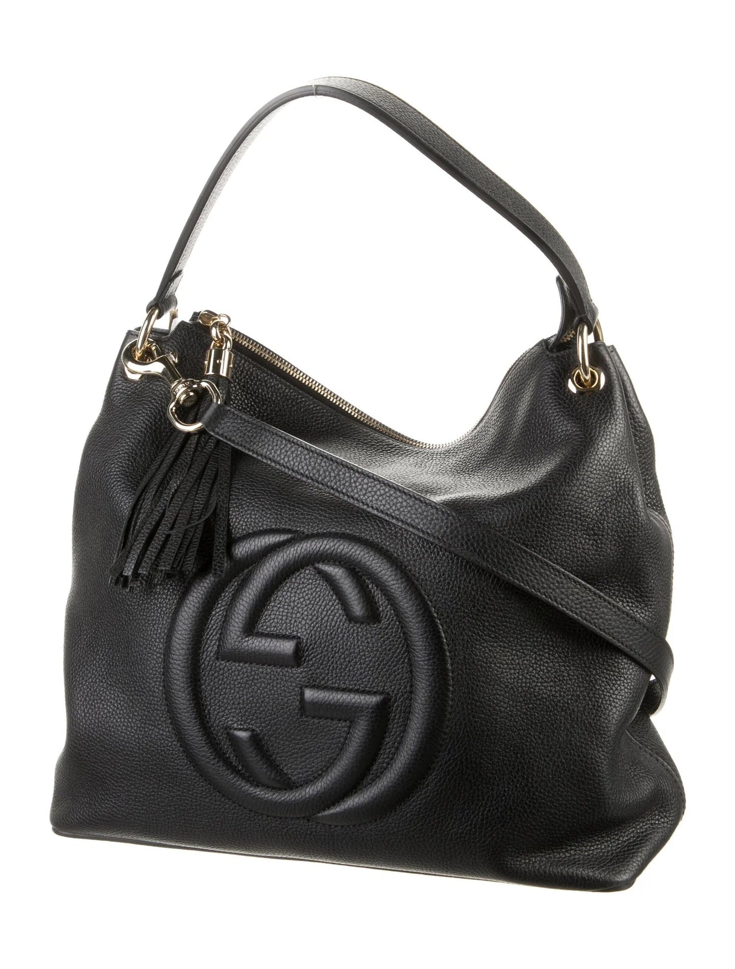 GUCCI PEBBLED CALFSKIN LEATHER MEDIUM SOHO HOBO BAG