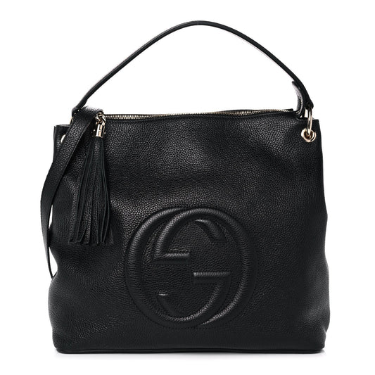 GUCCI PEBBLED CALFSKIN LEATHER MEDIUM SOHO HOBO BAG